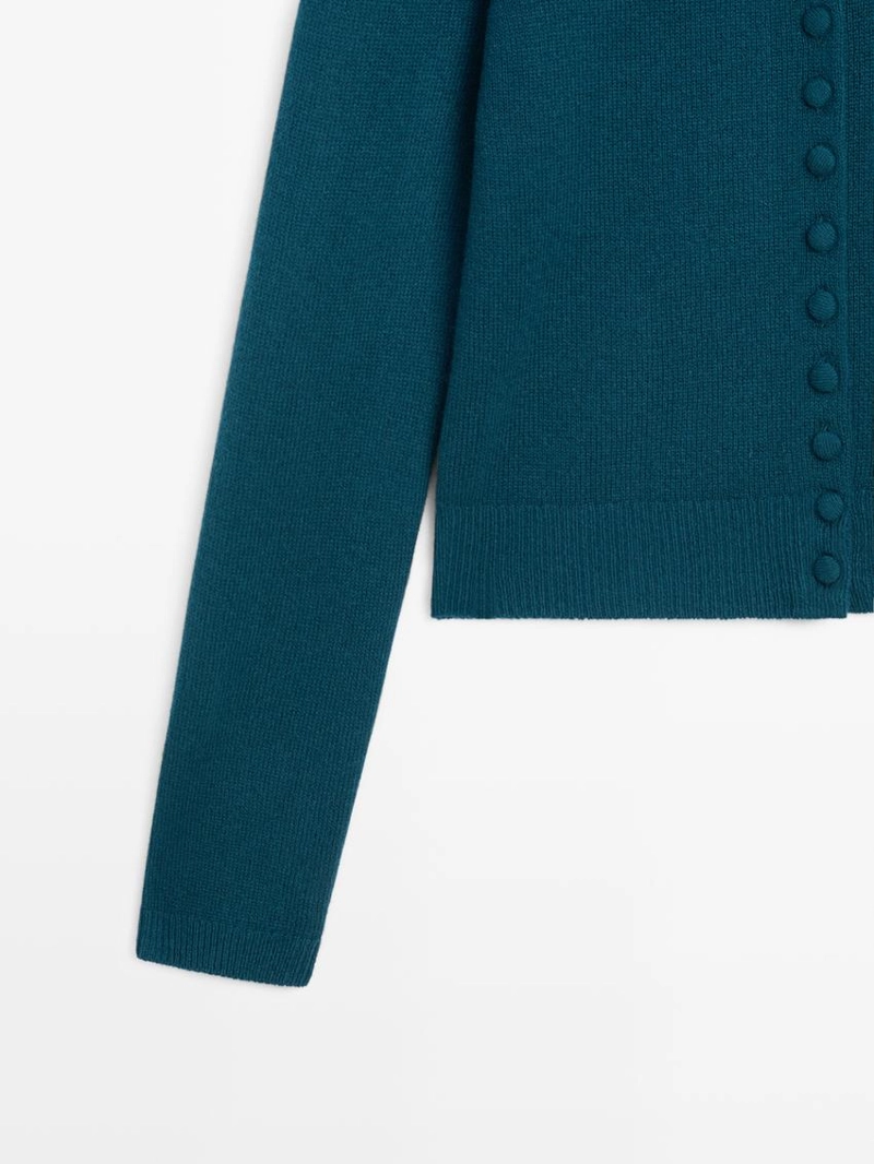 Кардиган из 100% шерсти с пуговицами в тон