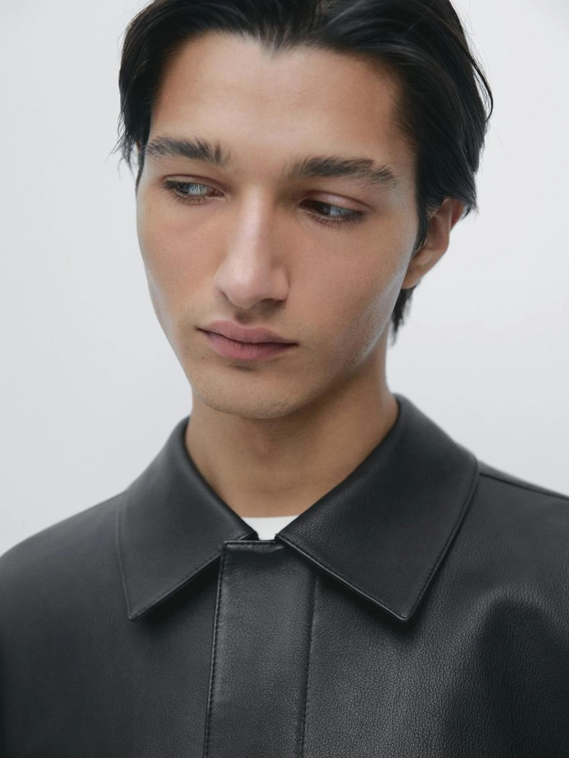 Кожаная куртка из овчины с карманами