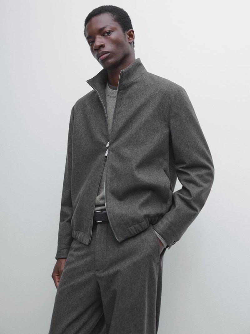 Вязаная куртка-бомбер из шерстяной смеси