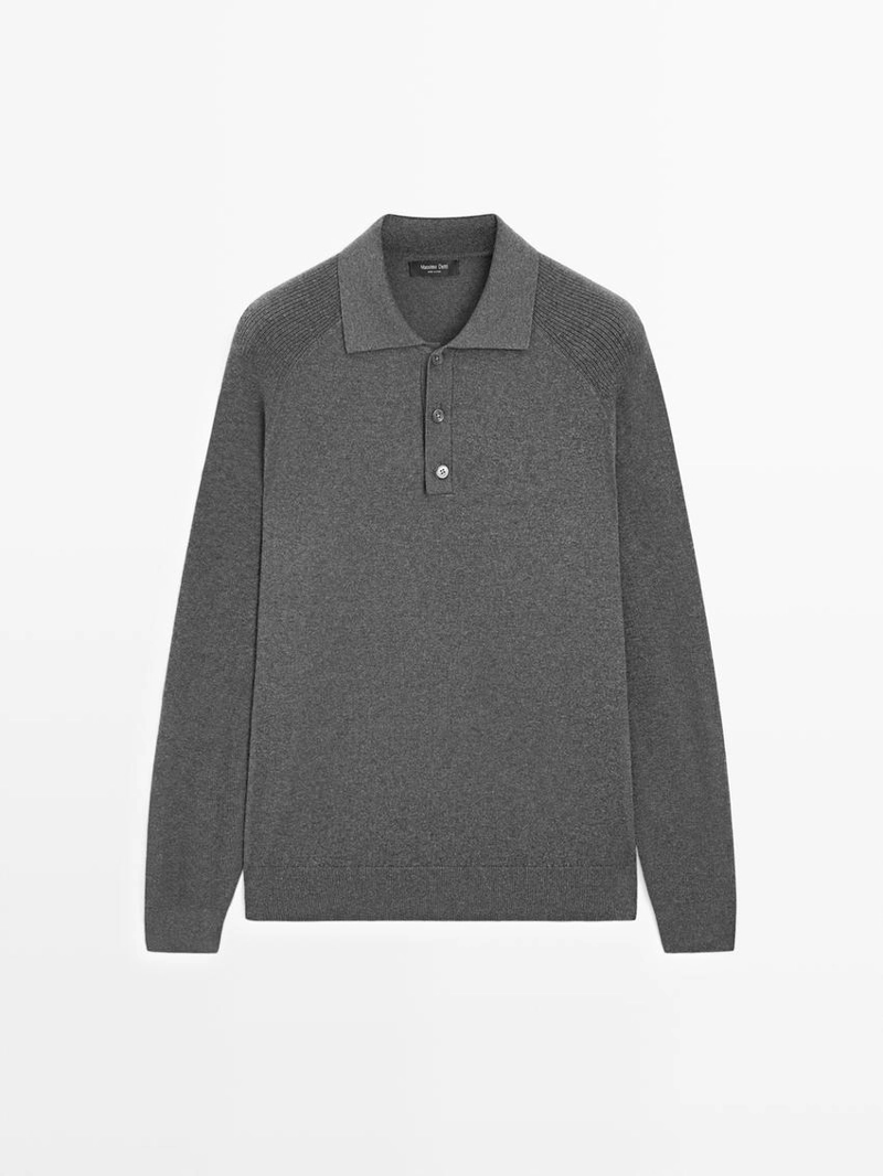 Поло-свитер из хлопково-шерстяной смеси