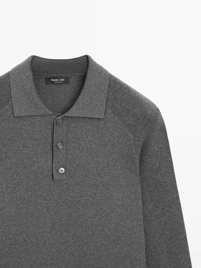 Поло-свитер из хлопково-шерстяной смеси
