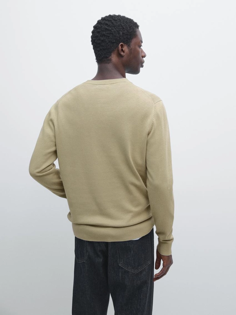 Свитер из хлопка и шерсти с круглым вырезом