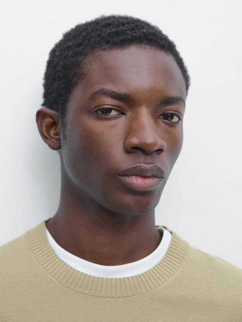 Свитер из хлопка и шерсти с круглым вырезом