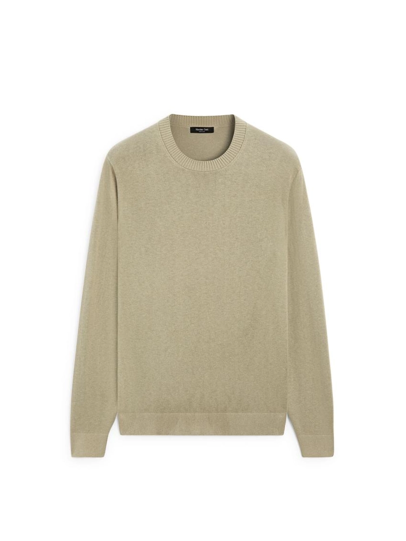 Свитер из хлопка и шерсти с круглым вырезом