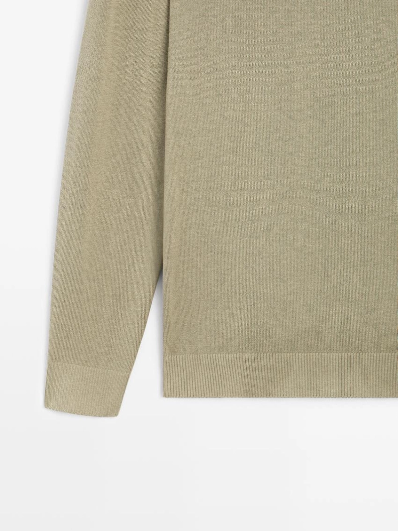 Свитер из хлопка и шерсти с круглым вырезом