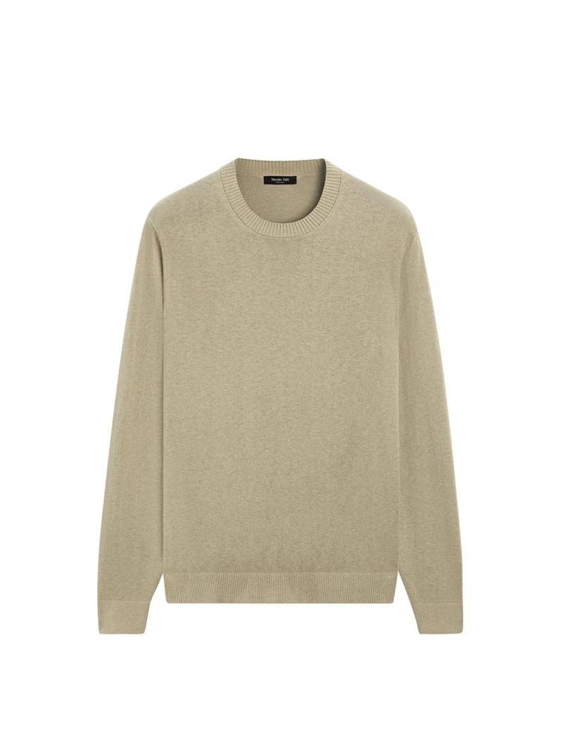 Свитер из хлопка и шерсти с круглым вырезом