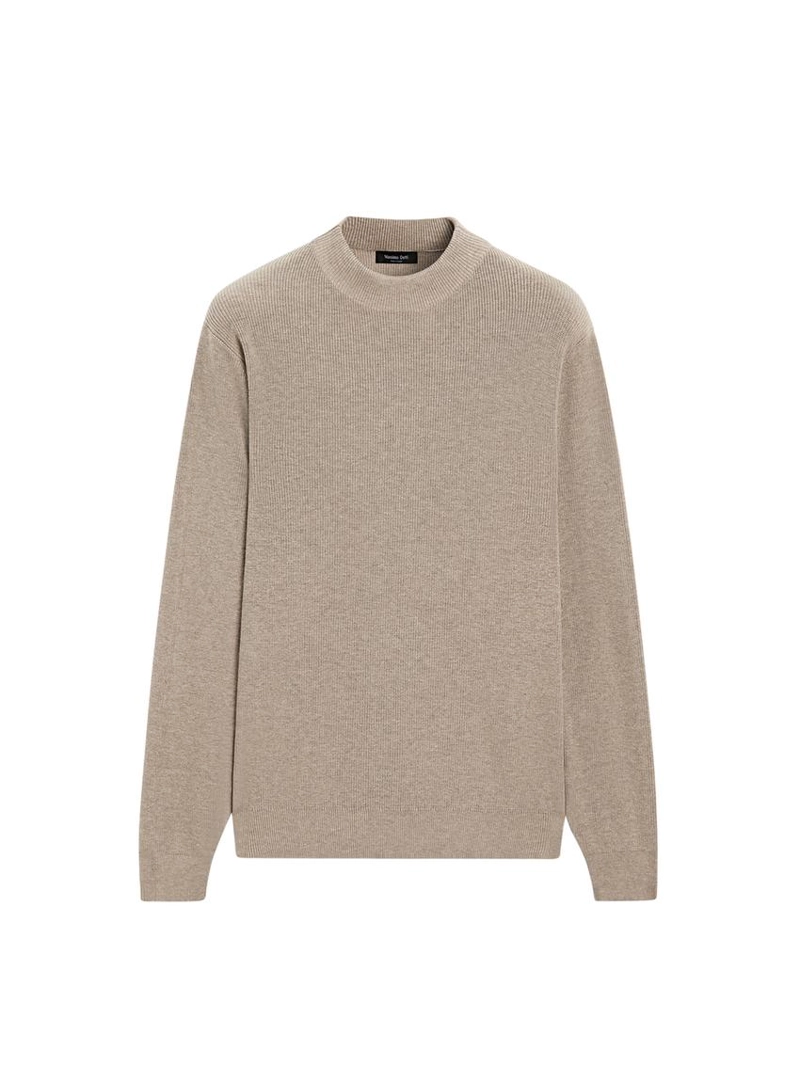 Свитер из смесовой хлопковой пряжи с высоким воротником