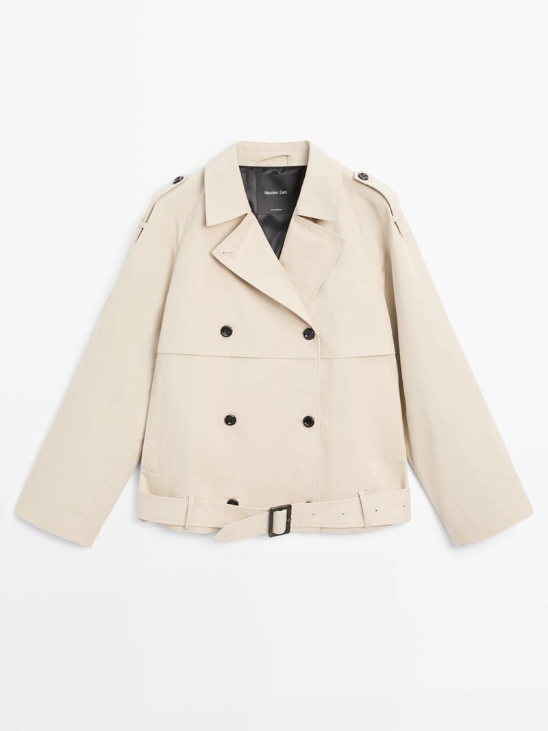 Короткий тренч с деталями пояса