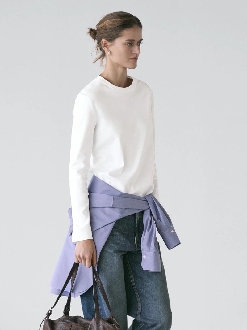 Футболка с длинным рукавом из интерлока 100% хлопок