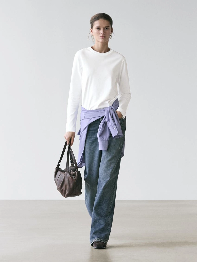 Футболка с длинным рукавом из интерлока 100% хлопок