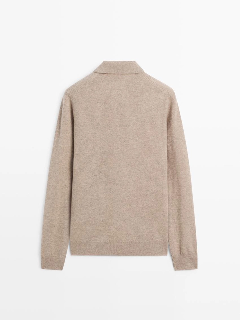 Поло-свитер из вязаного шерстяного микса с молнией