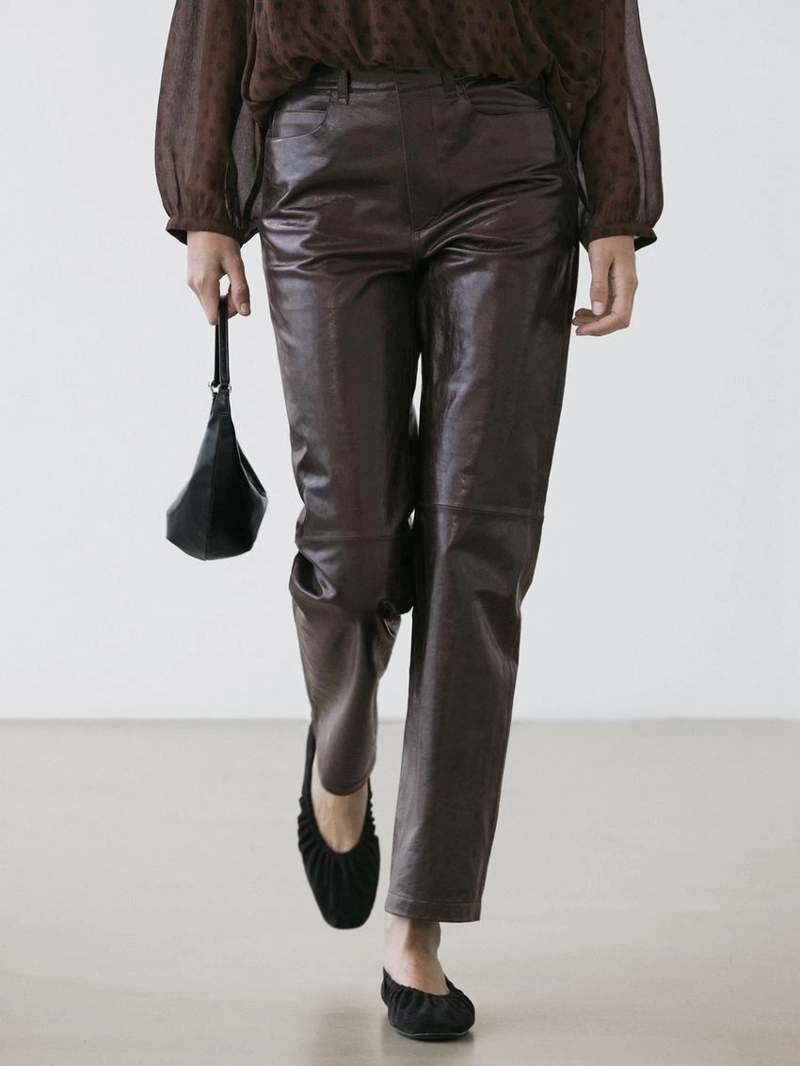 Брюки из овечьей кожи с отделкой нубуком