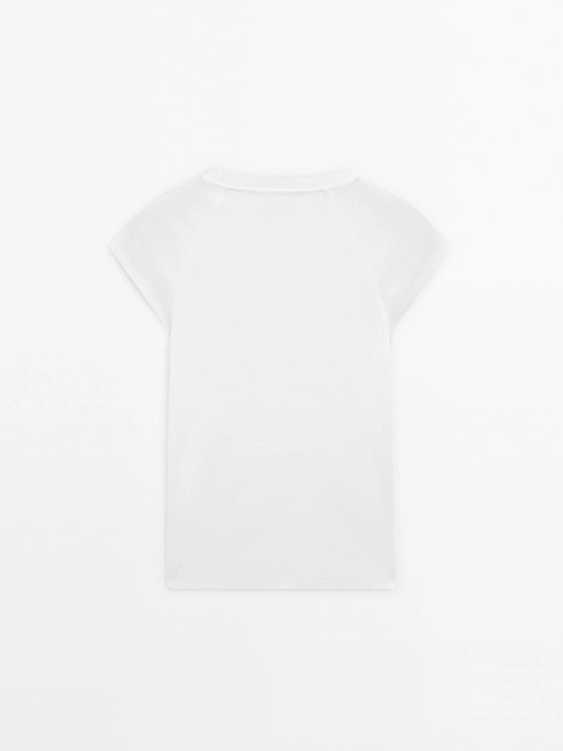 Хлопковая футболка с короткими реглановыми рукавами