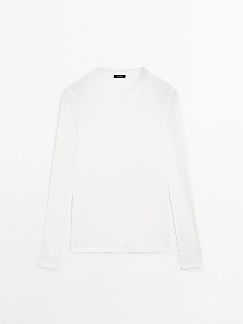 Полупрозрачная футболка с воротником из 100% хлопка