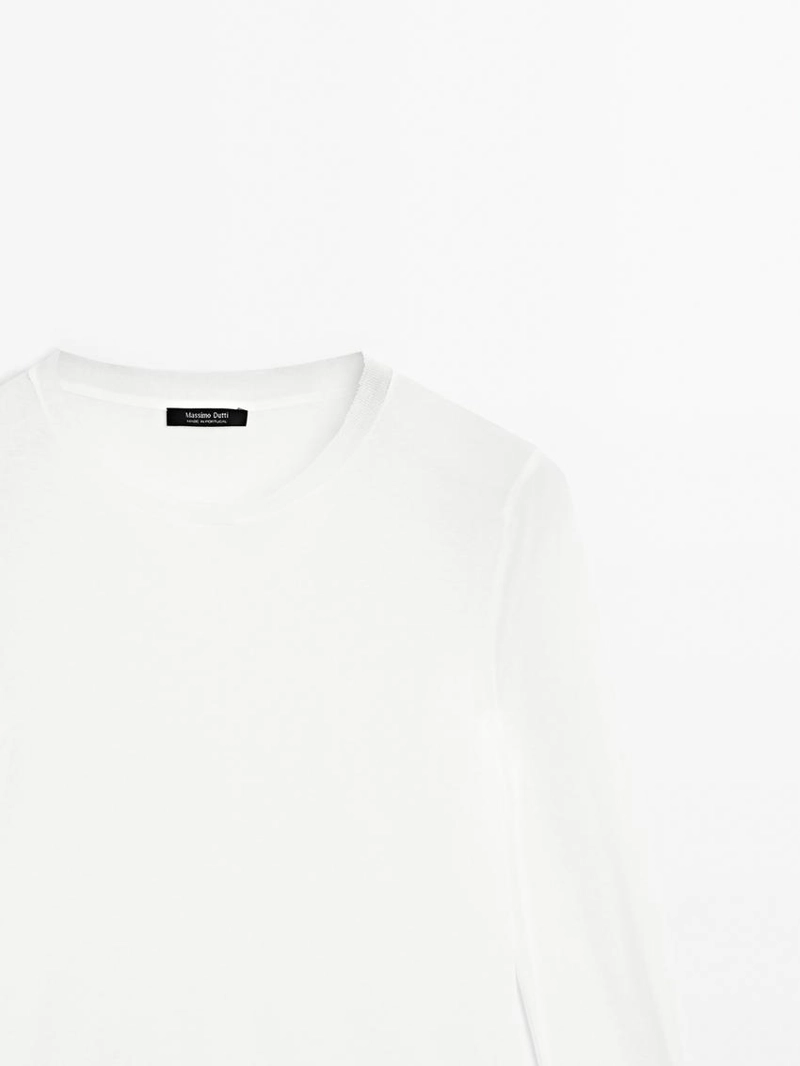 Полупрозрачная футболка с воротником из 100% хлопка