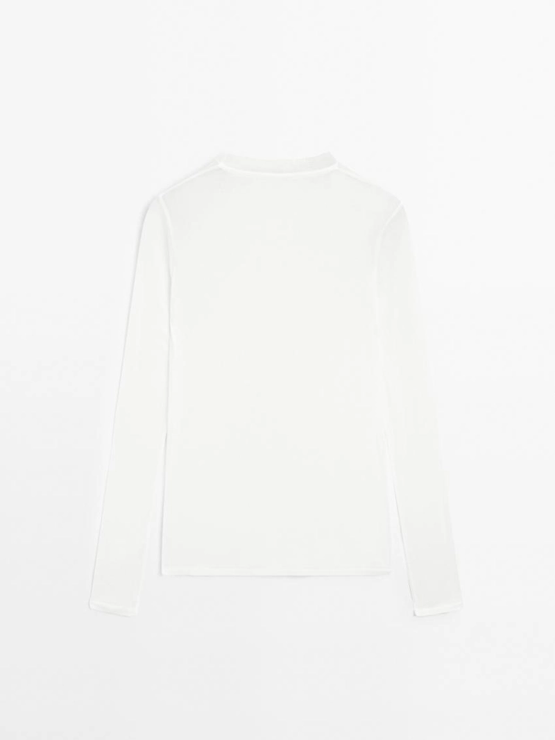 Полупрозрачная футболка с воротником из 100% хлопка