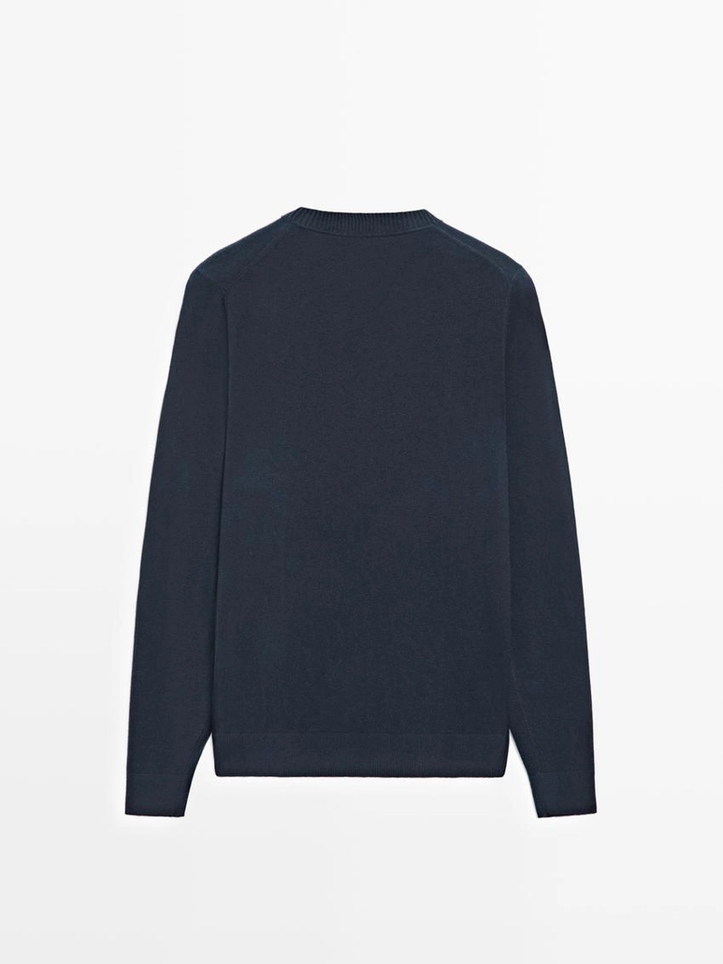 Свитер из хлопка и шерсти с круглым вырезом