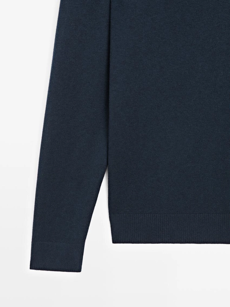 Свитер из хлопка и шерсти с круглым вырезом