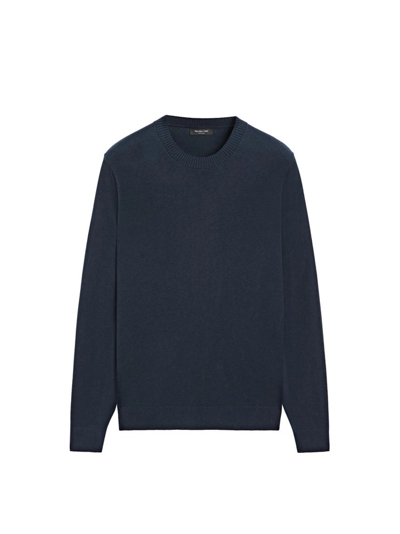 Свитер из хлопка и шерсти с круглым вырезом