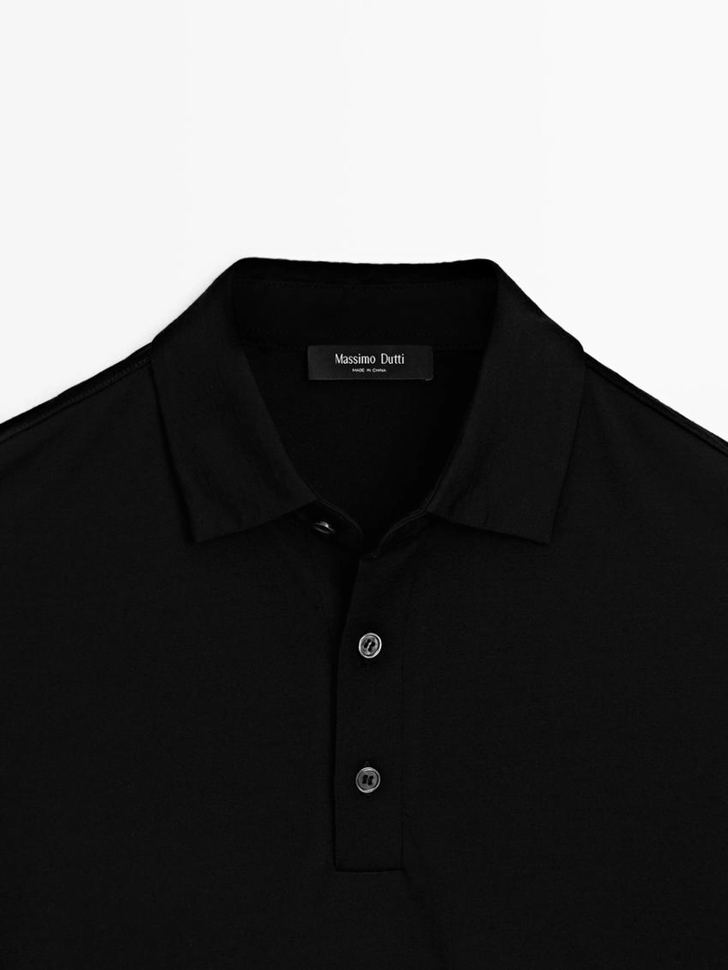 Поло из шерстяной смеси с коротким рукавом