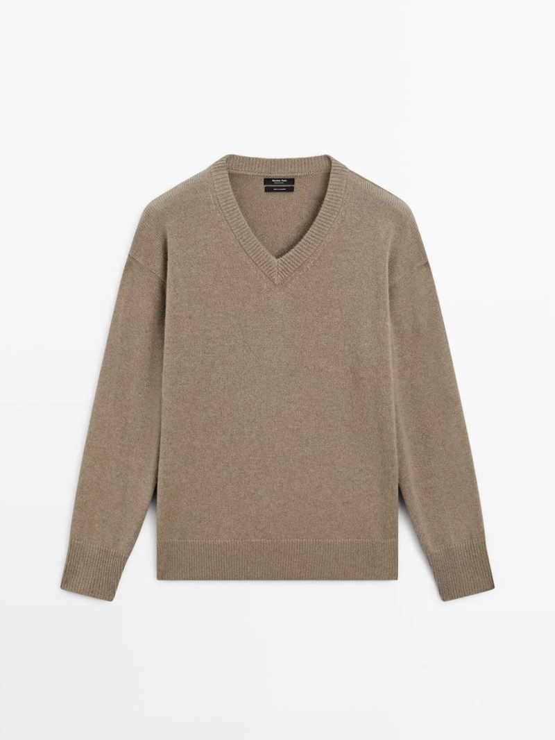 Свитер с V-образным вырезом из 100% кашемира