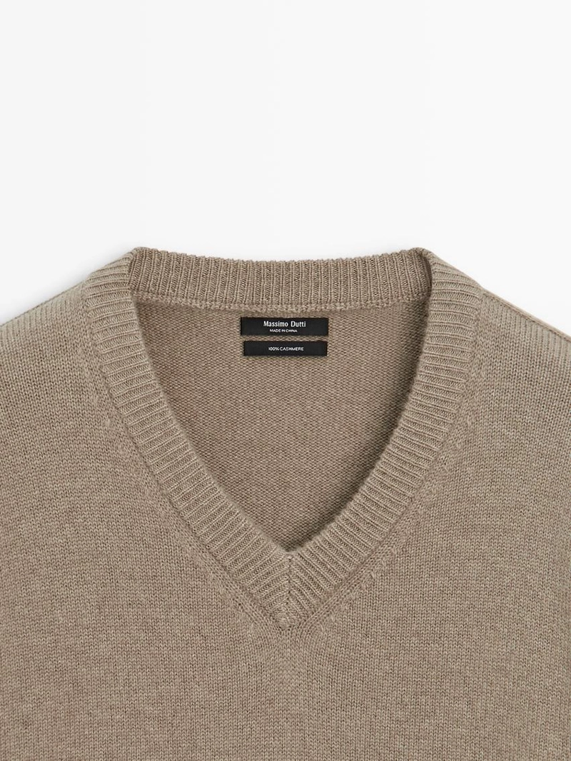 Свитер с V-образным вырезом из 100% кашемира