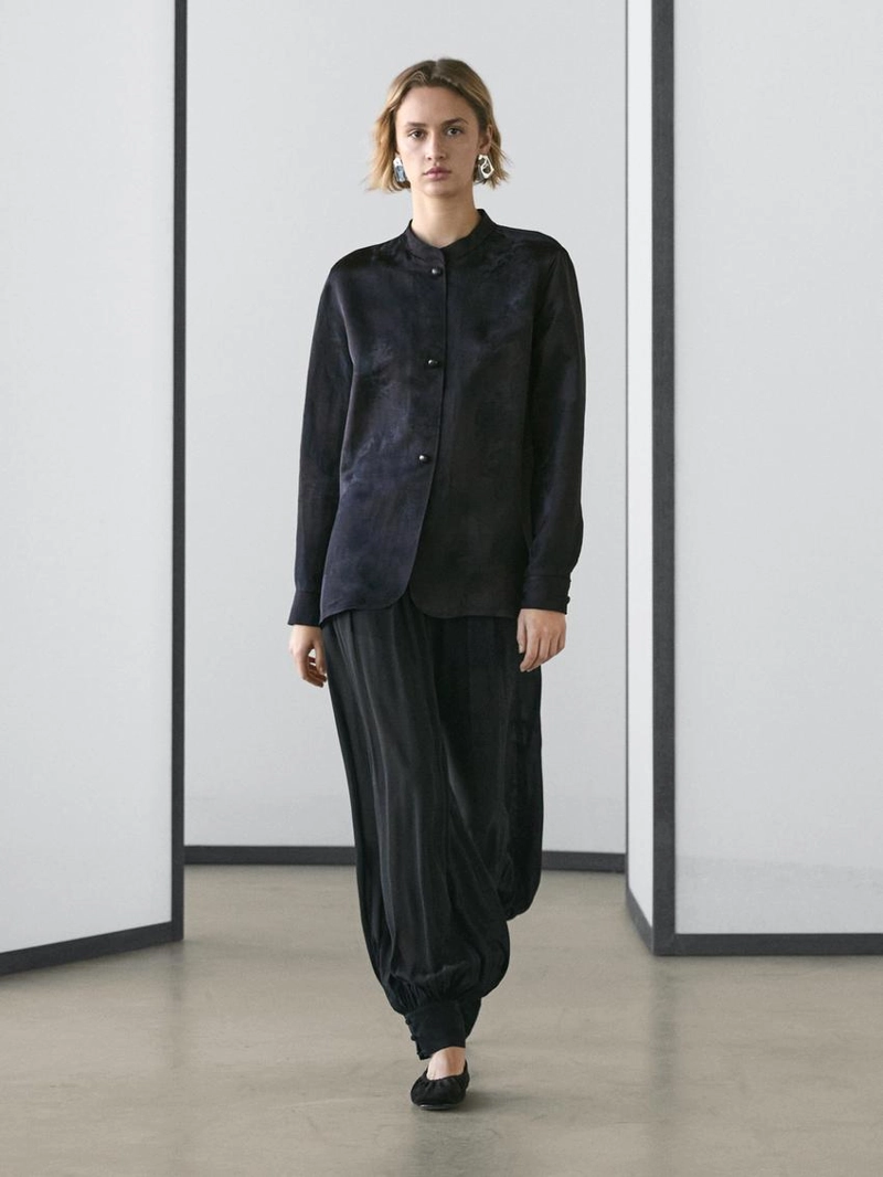 Рубашка с жаккардовым узором и свободным кроем