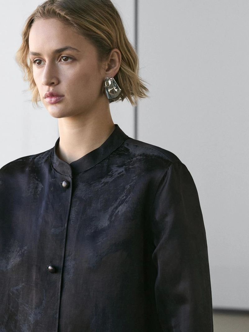 Рубашка с жаккардовым узором и свободным кроем