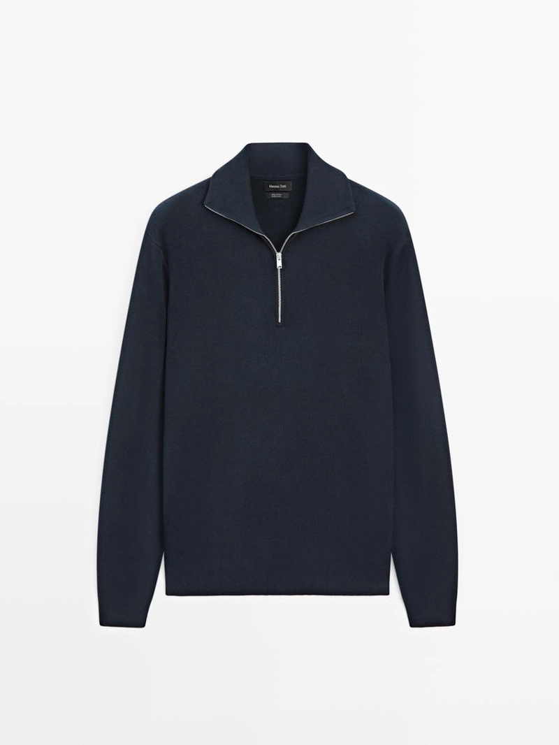 Свитер с четвертью застежки из 100% хлопка