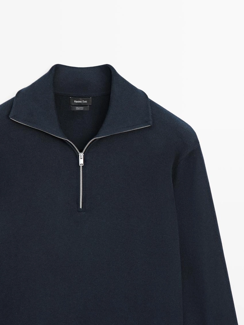 Свитер с четвертью застежки из 100% хлопка