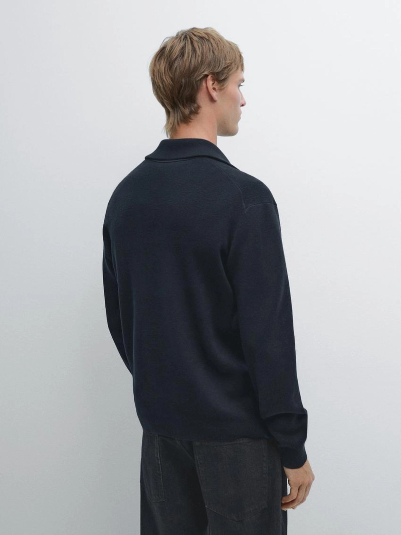 Свитер с четвертью застежки из 100% хлопка