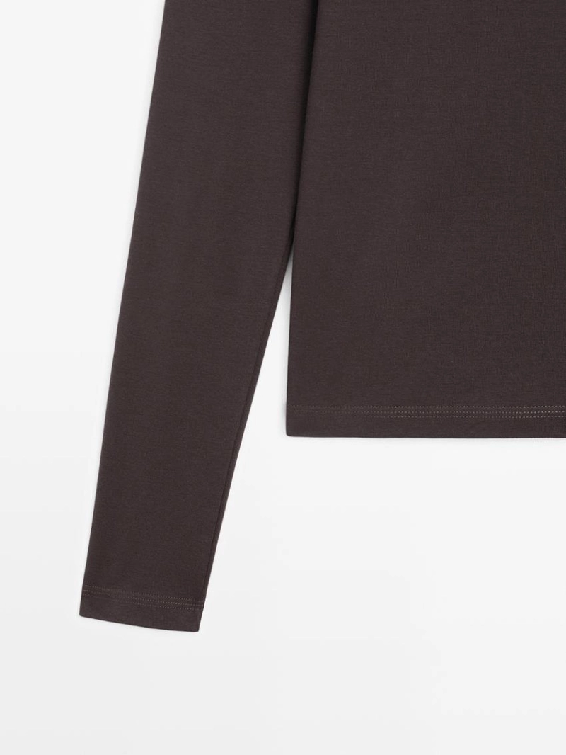 Майка с длинным рукавом из меланжевого трикотажа