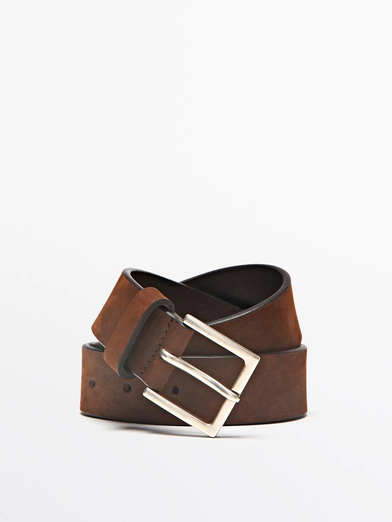 Кожанный ремень с квадратной пряжкой