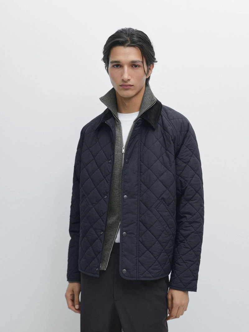 Куртка с утеплителем и воротником из вельвета