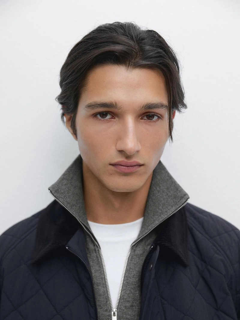 Куртка с утеплителем и воротником из вельвета