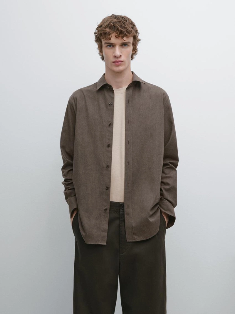 Рубашка regular fit в меланжевом стиле