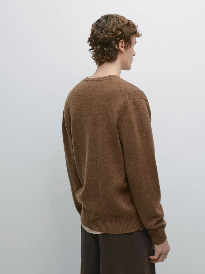 Вязанный свитер с круглым вырезом из шерстяной смеси