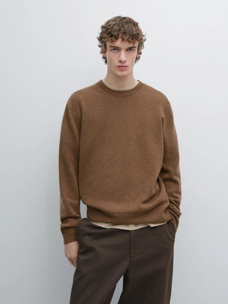 Вязанный свитер с круглым вырезом из шерстяной смеси