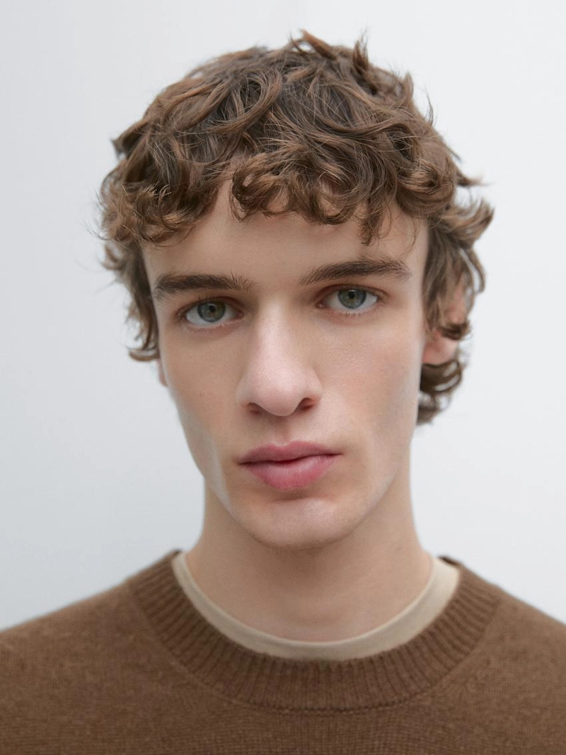 Вязанный свитер с круглым вырезом из шерстяной смеси