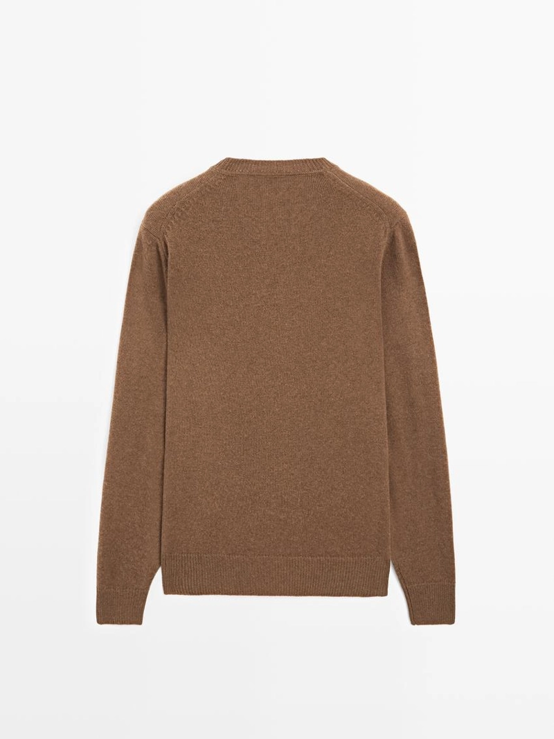 Вязанный свитер с круглым вырезом из шерстяной смеси