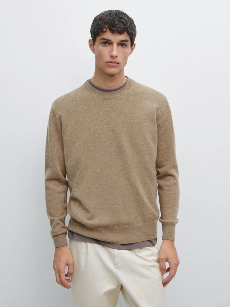 Свитер с круглым вырезом из шерстяно-шелковой смеси