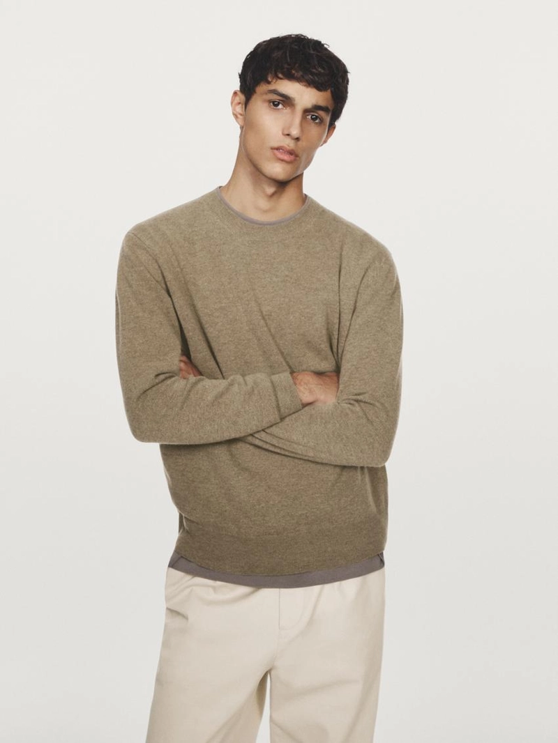 Свитер с круглым вырезом из шерстяно-шелковой смеси