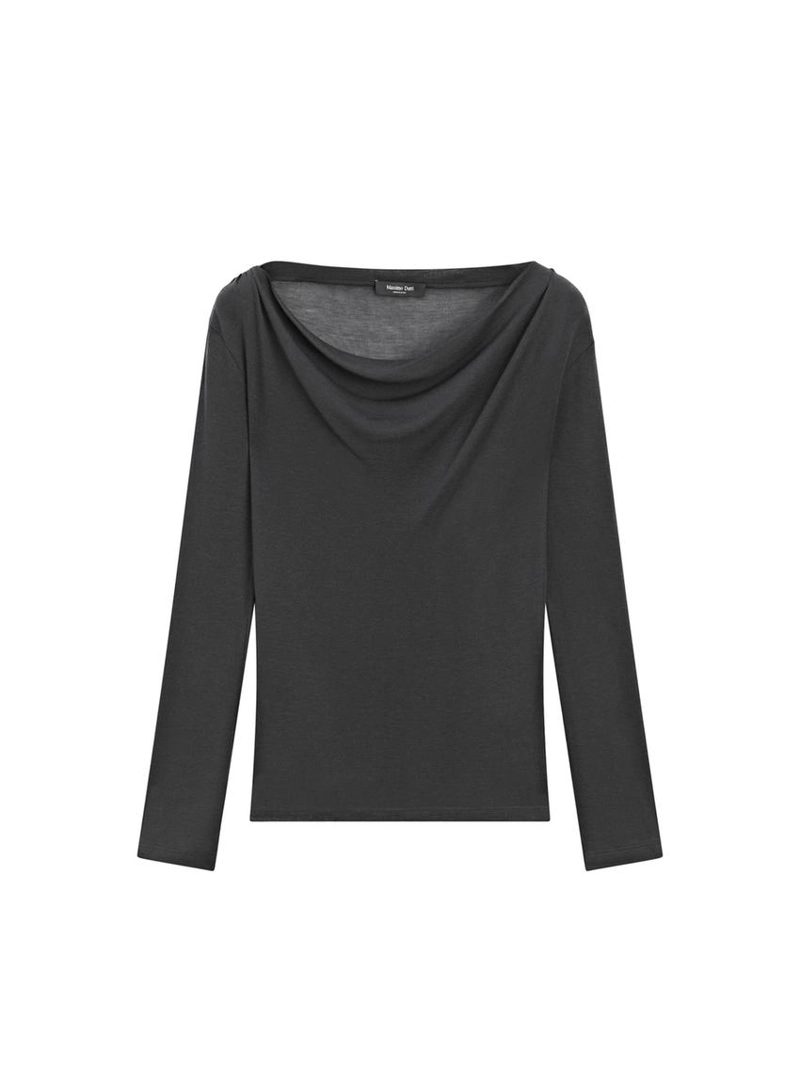 Футболка с длинным рукавом с драпированным воротником