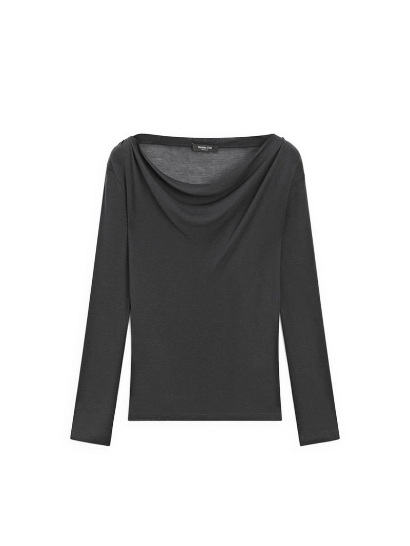 Футболка с длинным рукавом с драпированным воротником