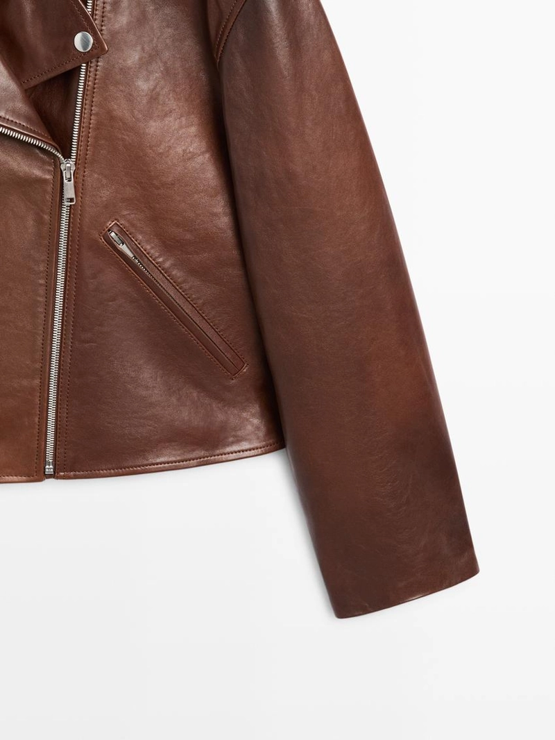 Куртка байкерская из овечьей кожи с отделкой натуральной кожей nappa