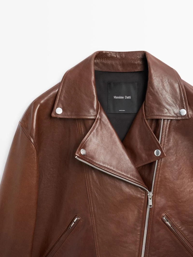 Куртка байкерская из овечьей кожи с отделкой натуральной кожей nappa