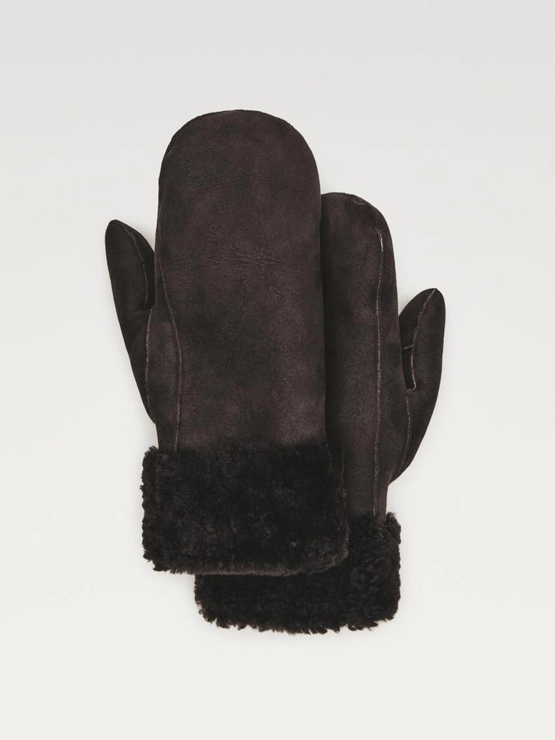 Кожаные варежки с двойной отделкой
