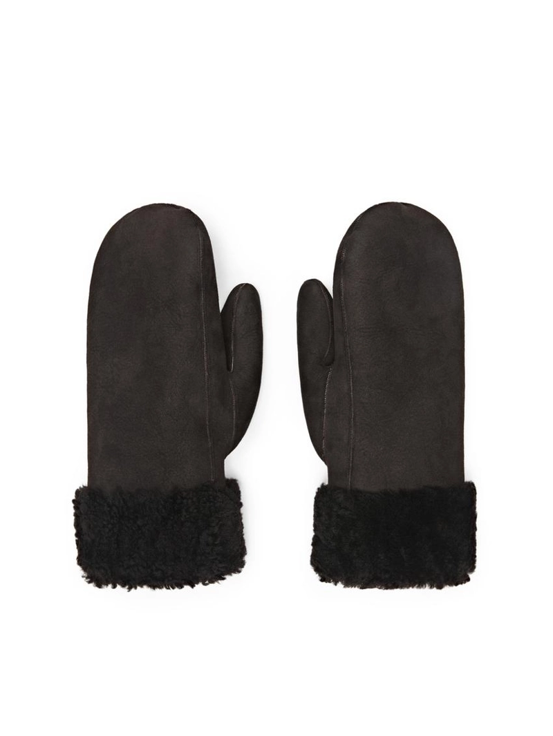 Кожаные варежки с двойной отделкой