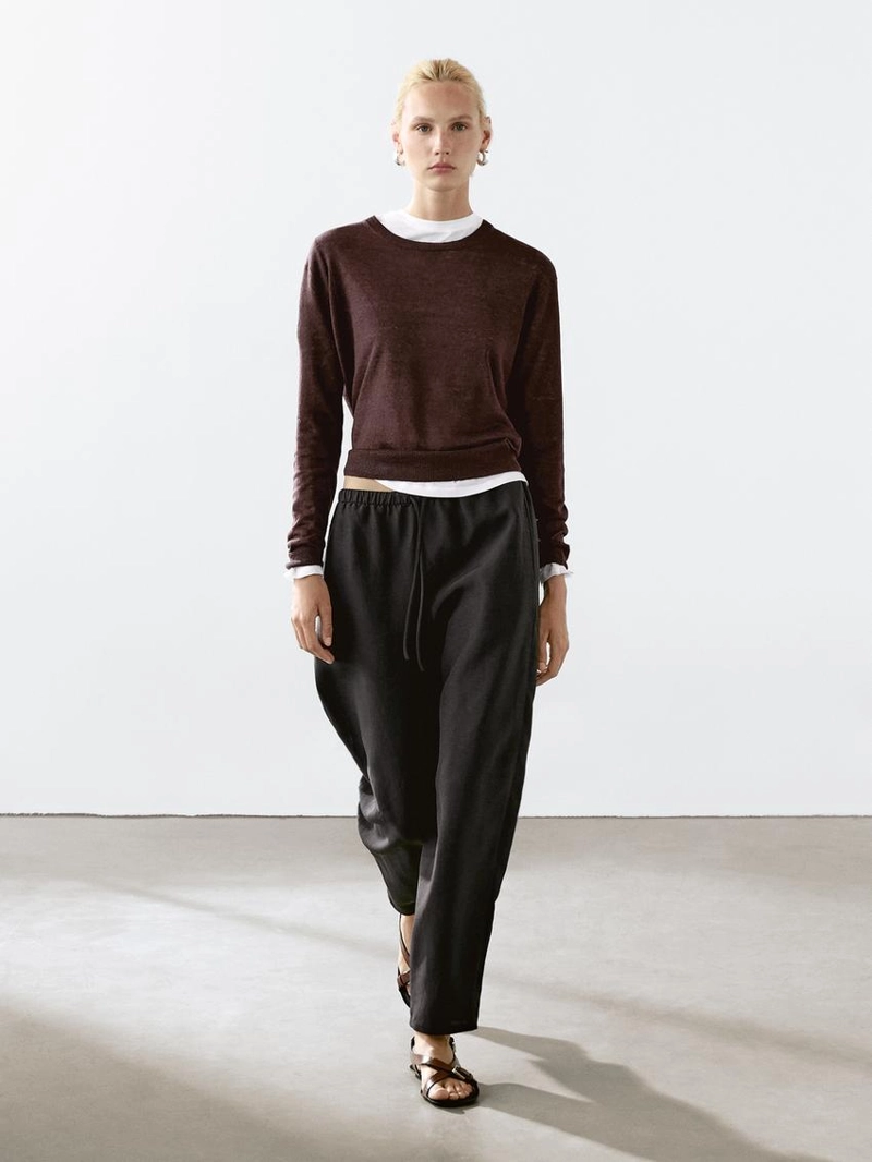 Свитер с круглым вырезом из 100% льна