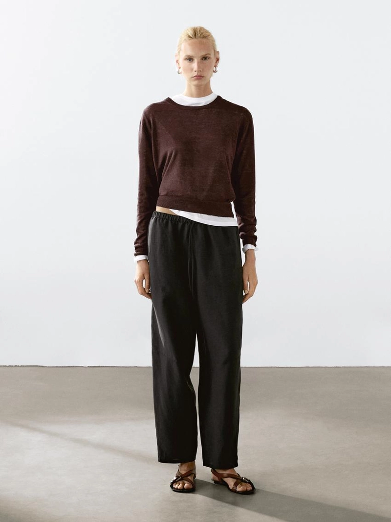 Свитер с круглым вырезом из 100% льна